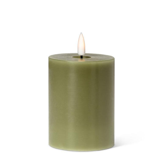 Green LED Pillar Candle 3x4