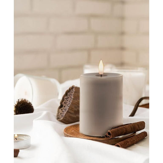 Grey LED Pillar Candle 3x4