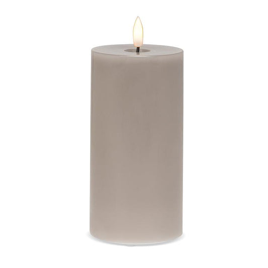 Grey LED Pillar Candle 3x6