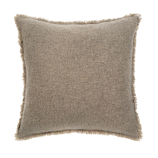 Fringed Boucle Pillow, Taupe