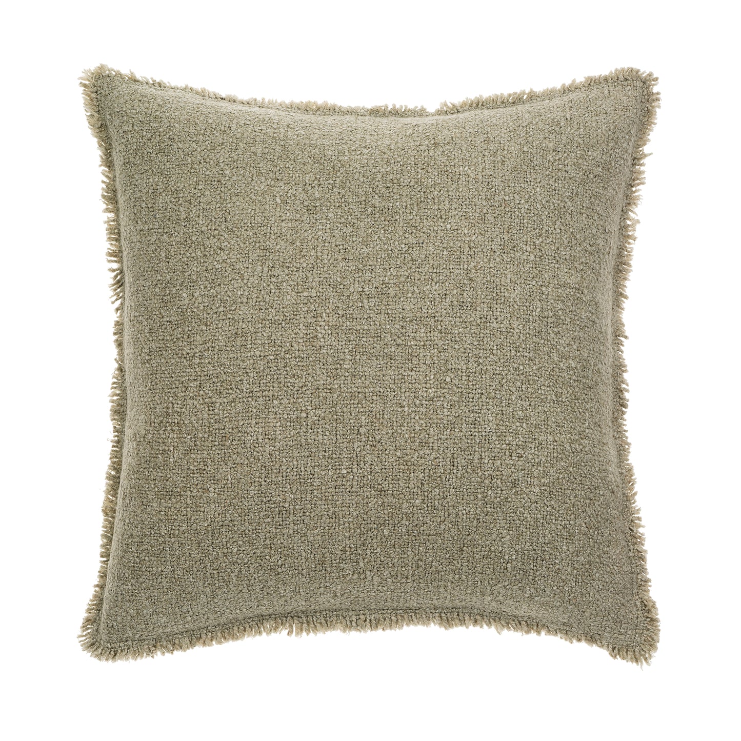 Fringed Boucle Pillow, Sage