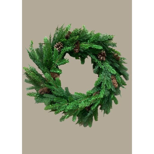 Spruce, Cypress & Pine Wreath 24"