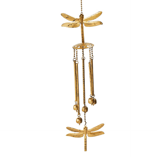 Dragon Fly Wind Chime Antiqued Brass