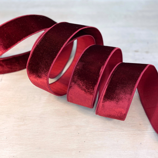 Ruby Plush Velvet Dupion Ribbon