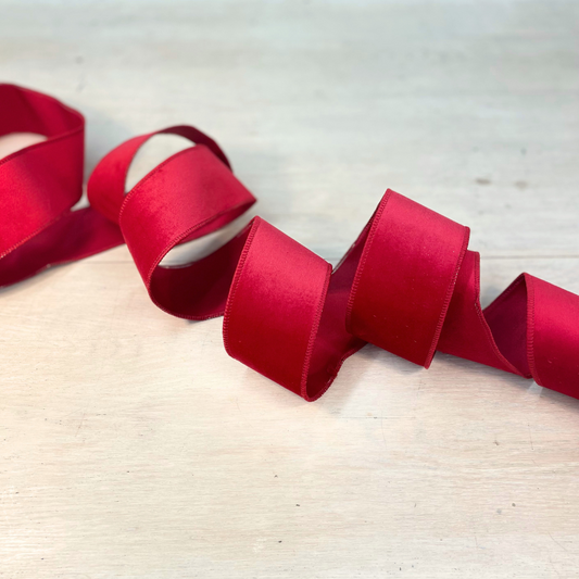 Red Velvet Dupion Ribbon