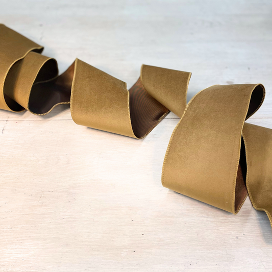 Thick Golden Velvet Taffeta Ribbon