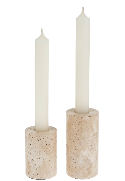 Ava Travertine Candle Holder (L)