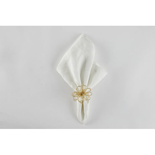 Beaded Flower Napkin Ring, Gold